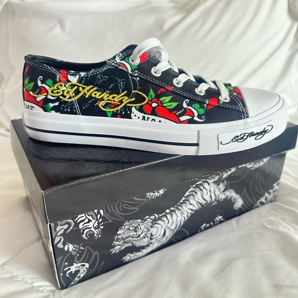 Ed Hardy Black and Red Sneakers